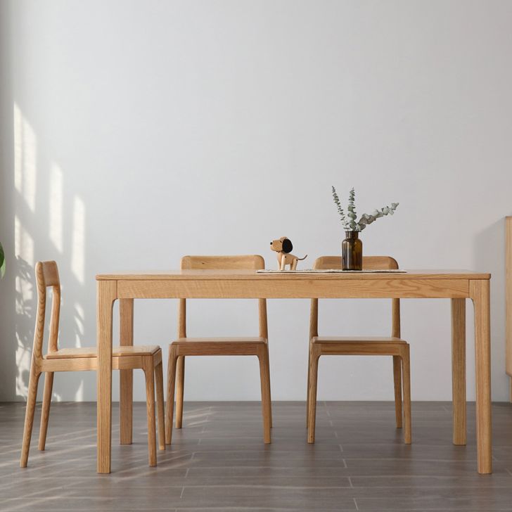 Mesa rectangular de madera maciza, mesa de cocina moderna con 4 patas para restaurante