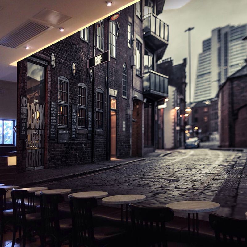 Retro Street Wall Art for Restaurant Decoration Nordic Wall Mural, Made to Measure