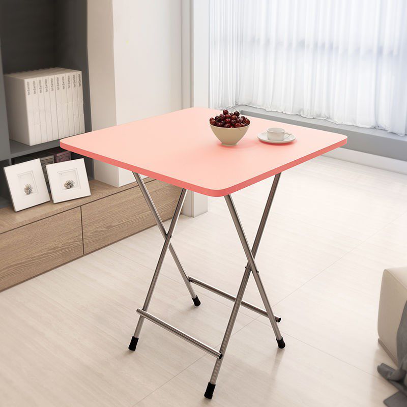 Metal and Wood Table 28.5"H Mid-Century Modern Style Foldable Square Dining Table