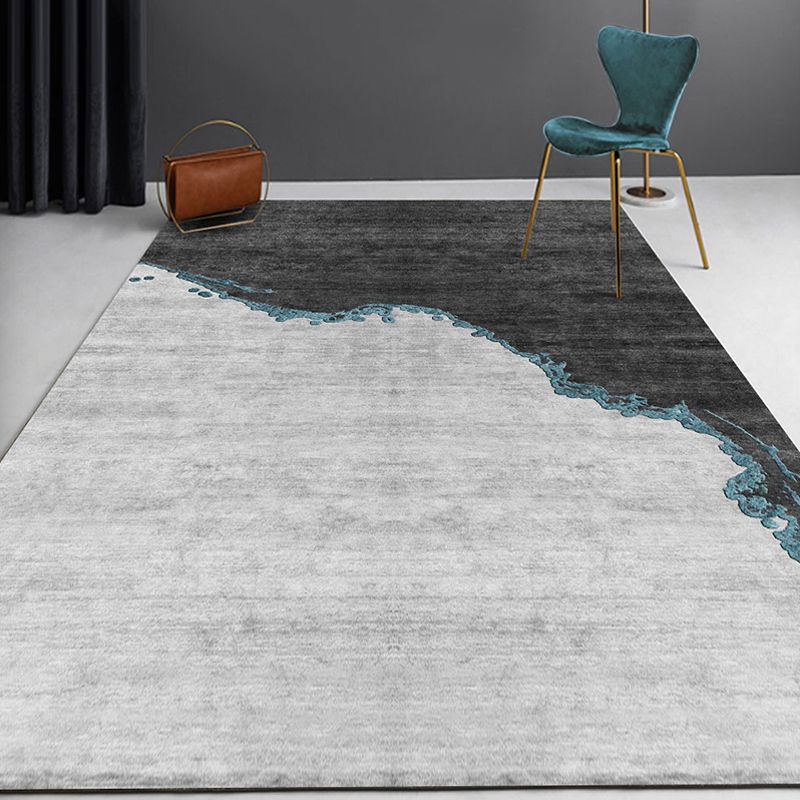 Modern Abstract Rug Grey Polyester Rug Anti-Slip Backing Pet Friendly Washable Area Rug for Parlor