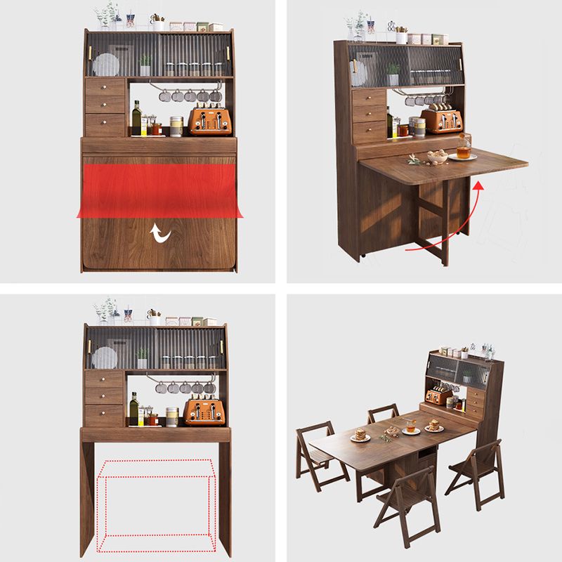 3/5 Pieces Modern Brown Wooden Multi Purpose Dining Set for Home
