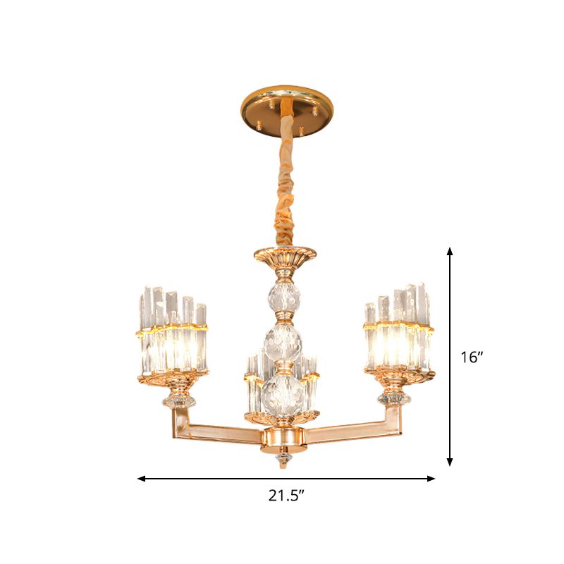 Gouden half geschilder kroonluchter moderne kristallen staaf 3/6 lichten woonkamer hangende hanger