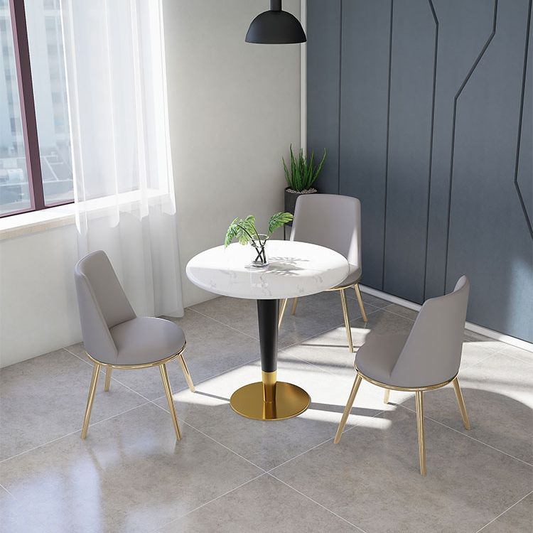 Round Marble Dinette Table Traditional Luxury Dinner Room Table for Indoor