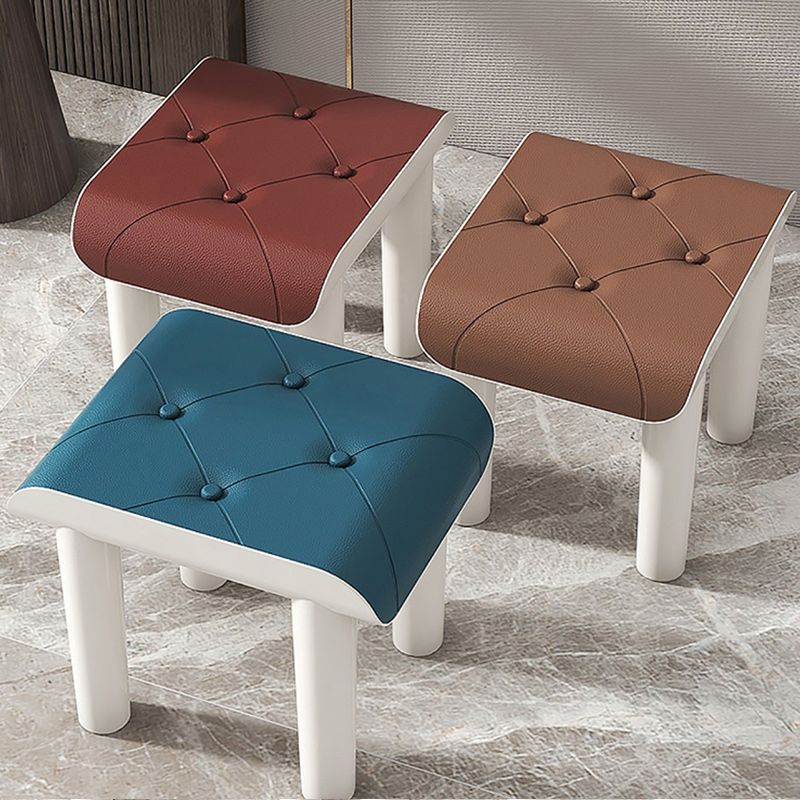 Faux Leather Pouf Whole Colored Modern Tufted Rectangle Stain Resistant Ottoman