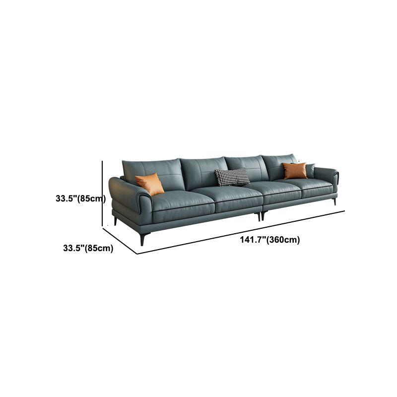 Faux Leather Stain Resistant Contemporary Flared Arm Sofa Couch