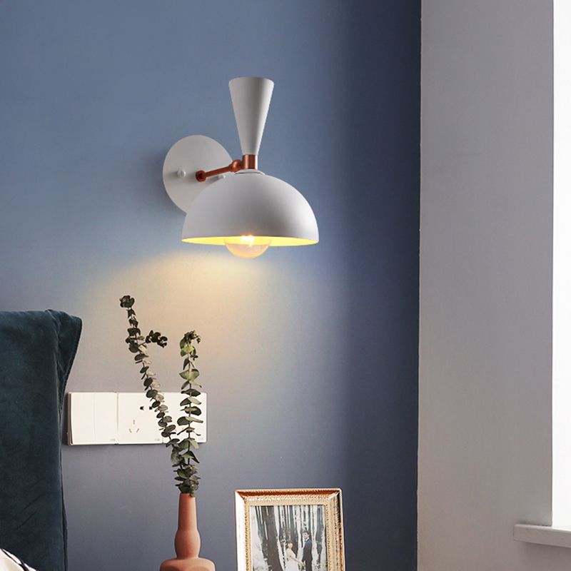 Modern Dome Sconce Metal 1 Bulb Wall Mounted Lighting in Black/White with Rotating Node