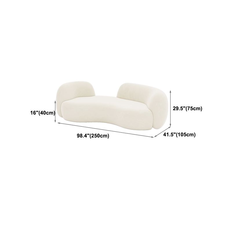 Contemporary White Microfiber 29.52" H Curved Tuxedo Arm Sofa