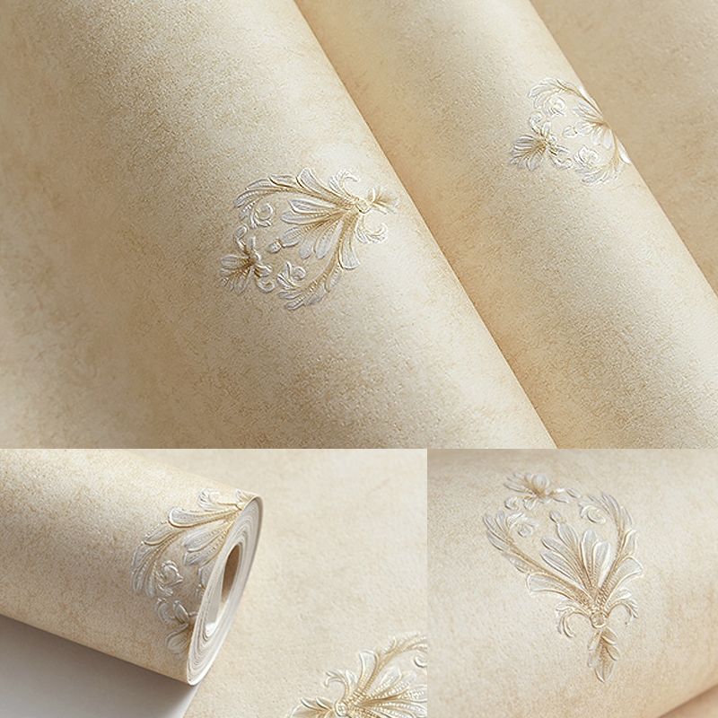 Papier peint floral rétro 3D en relief, résistant à l'humidité, décoration murale de couleur douce pour chambre à coucher