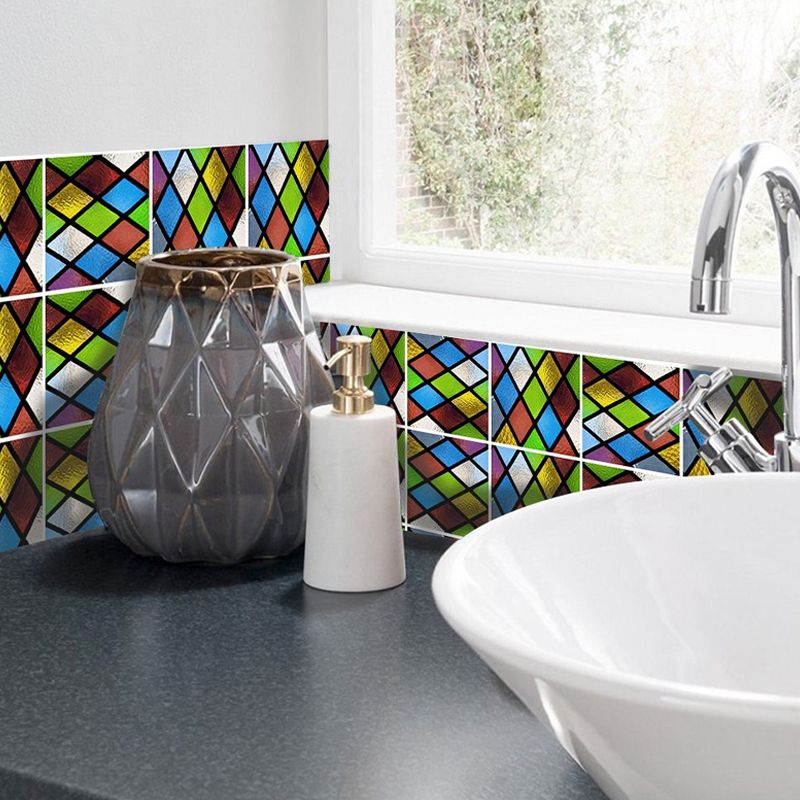 Adhesive Latticework Mosaic Wallpapers 50 Pieces Bohemian PVC Wall Decor, 6' x 6"