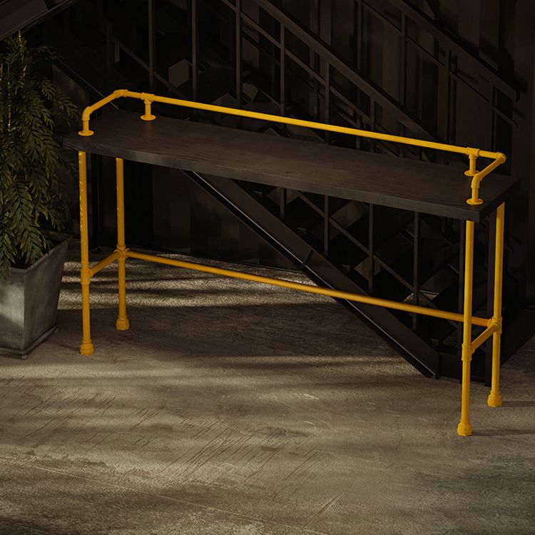 Wood and Metal Bar Stool and Table Set 1/3/4/5/6 Pieces Rectangular