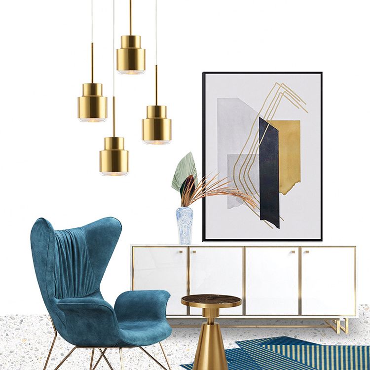 Metalen cilinderhangende verlichtingsarmatuur eenvoudige stijl hanglamp lichtbarmsel in goud