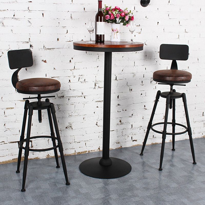 Industrial Armless Rotatable Counter Stool Iron Bar Stool with Pedal for Cafe
