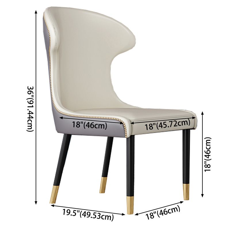 Scandinavian Style Wingback Side Chair Leather Dining Armless Chairs for Home Use