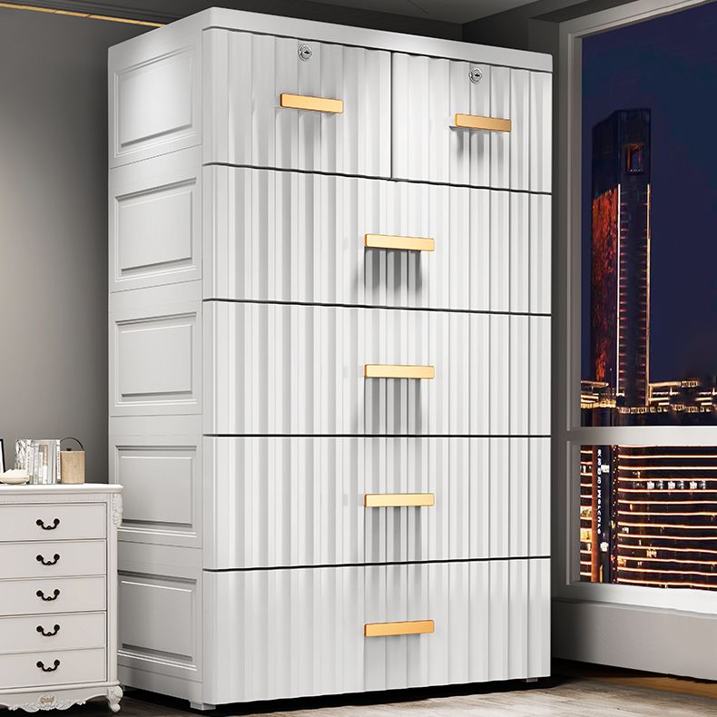 6-drawer Modern Plastic Storage Cabinet Non-Hanging Wardrobe Armoire