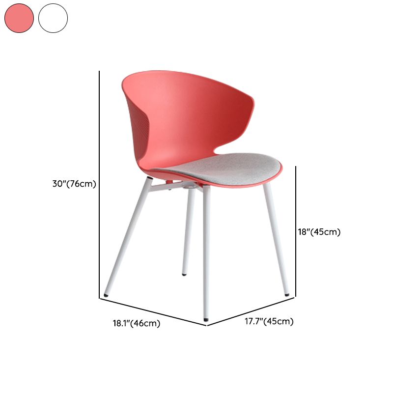Modern Dining Room Upholstered Wingback Plastic Armless Dining Chair