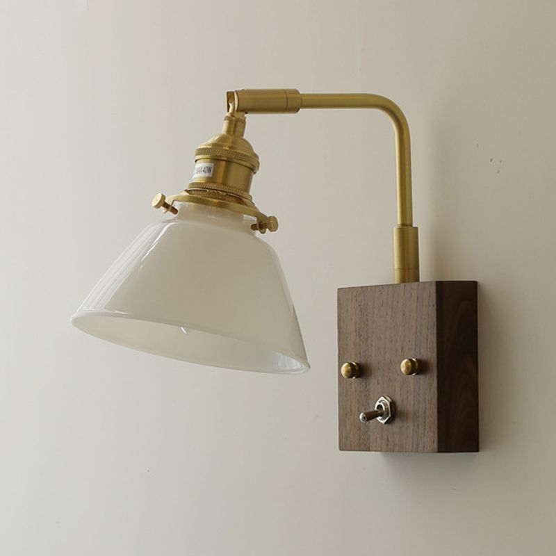 Wood Flared Wall Lighting Contemporary Style 1 Light Wall Light Fixture