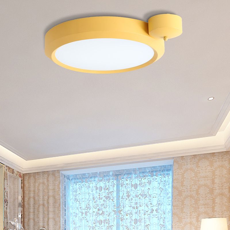 Blue / Red / Yellow Round Flushmount Lighting Metal Integrated Led Nordic Ceiling Flush Light in Second Gear, 20.5 "/25" W