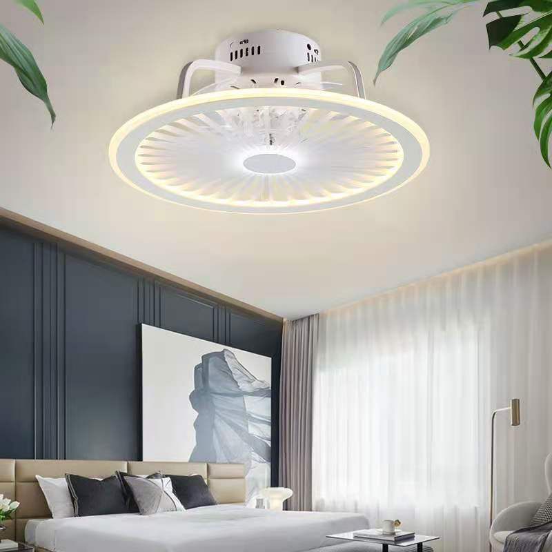 Weiße radförmige Spülenhalterende Deckenventilator Leichte Nordische Acryl -LED -Halbflush -Licht