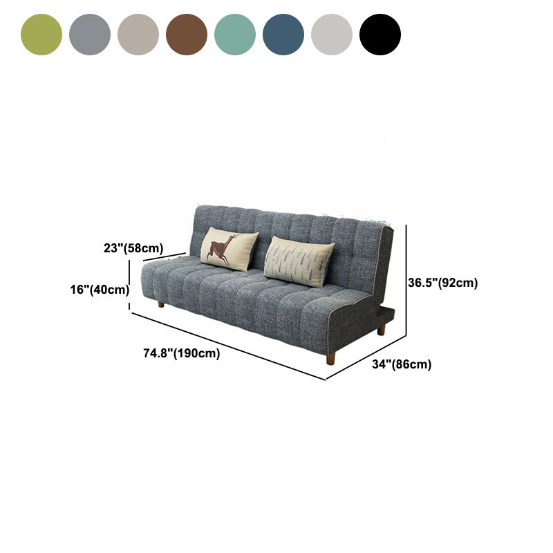 Cotton Blend and Faux Leather Contemporary Armless Couch Bed