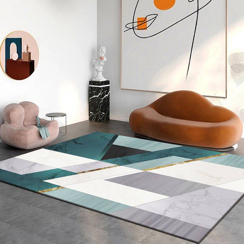 Trendy Marble Print Rug Modern Abstract Indoor Carpet Polyester Washable Carpet for Living Room