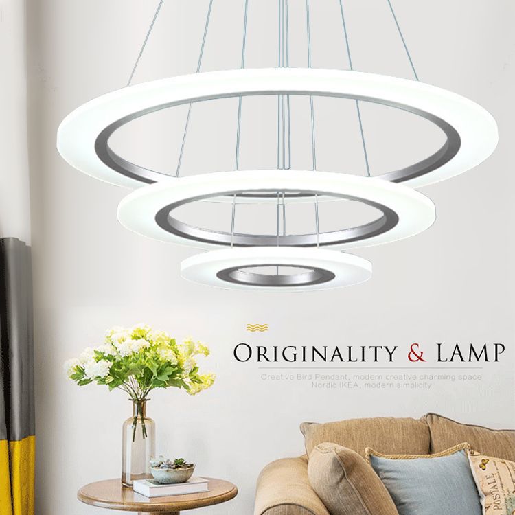 Luz de suspensión LED de estilo colgante de colgante circular de plata