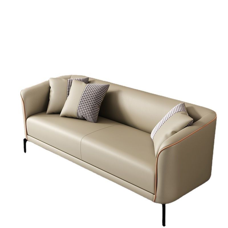 Contemporary Faux Leather Sofa with Single Cushion Seat 3-Seat Tuxedo Arm Sofa
