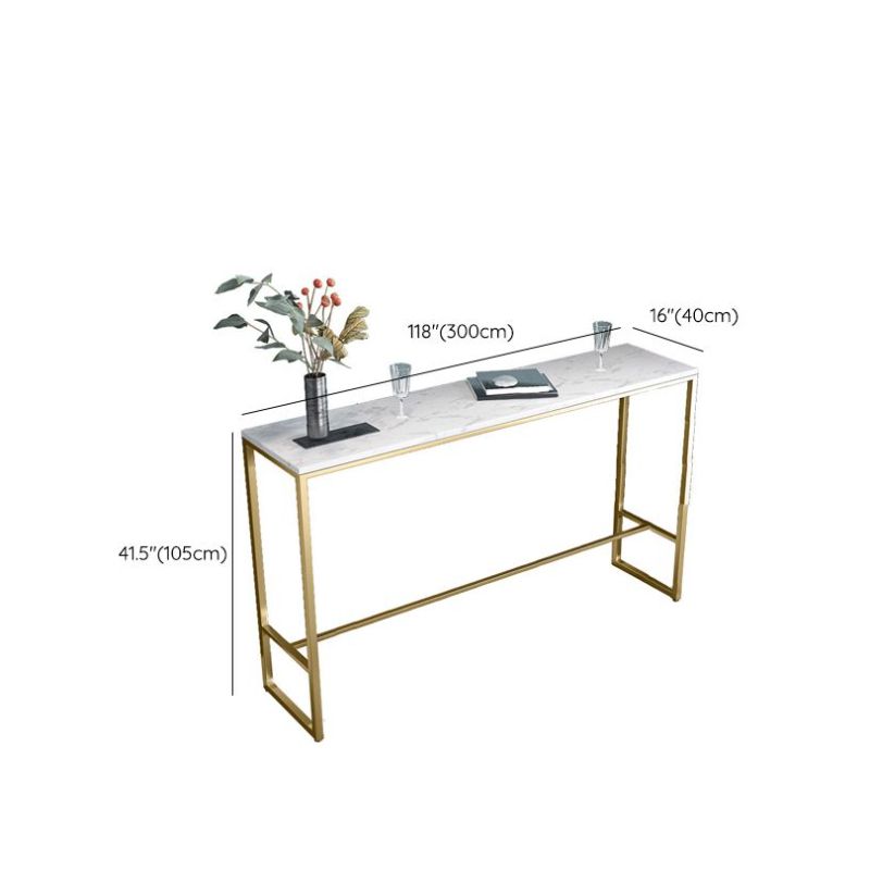 Glam Bar Height Table White Faux Marble Top Bistro Bar Table with Metal Base