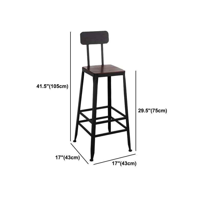 Dining Room Industrial Style Wood Barstool Iron 4 Legs Bar Stool with Pedal