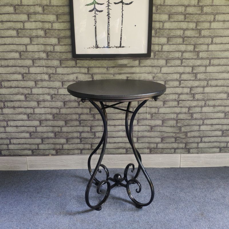 Contemporary Solid Wood End Table Metal Frame Gross Legs Sofa Side Accent Table