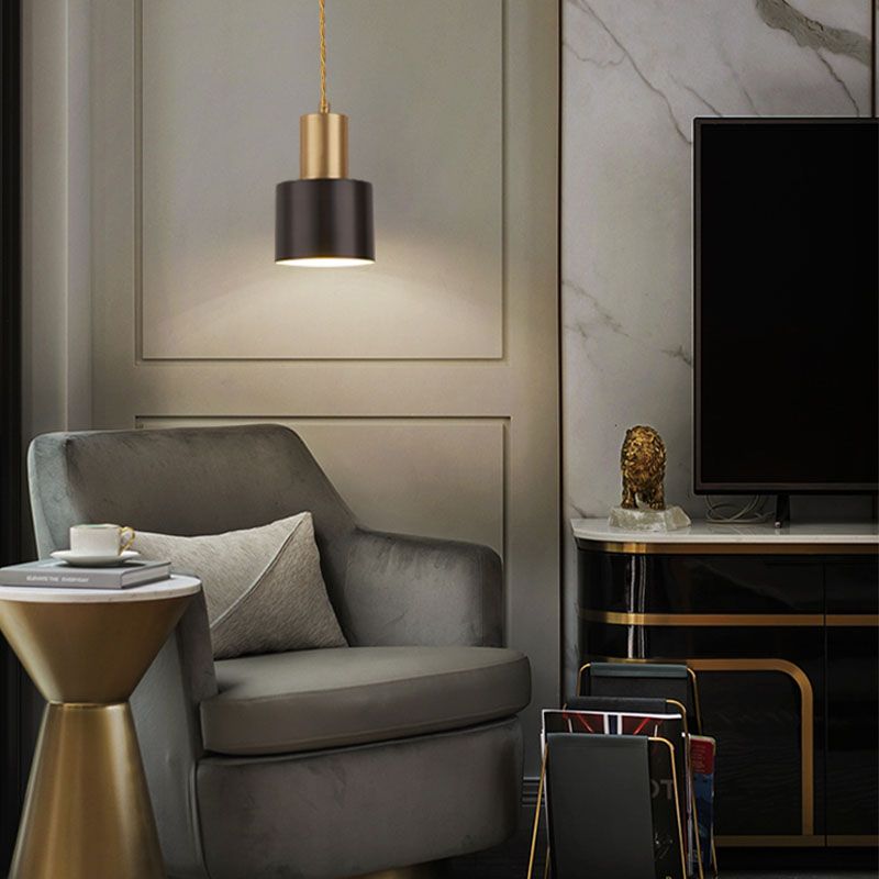 Contemporary Pendant Lights, Industrial Metal 1-Light Milk Can Pendant Light Fixture