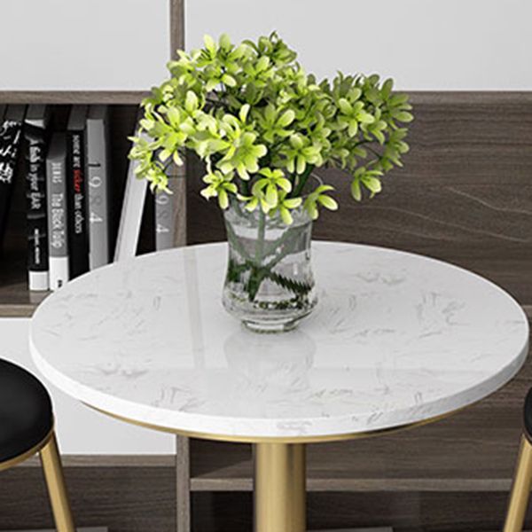 Glam Style Gold Iron Bar Table Marble Top Bistro Table - 21.6"W x 41.3"H
