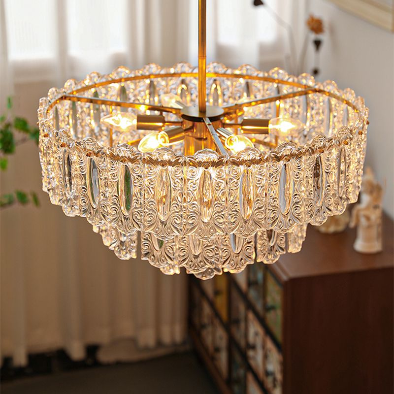 Contemporary Style Geometry Pendant Chandeliers Glass Chandelier Lighting Fixtures in Gold