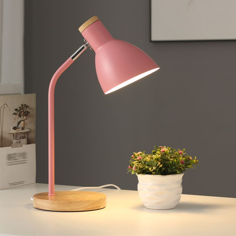 Macaron Simplicity Cone Table Lamp Metallic Nightstand Lamp for Bedroom