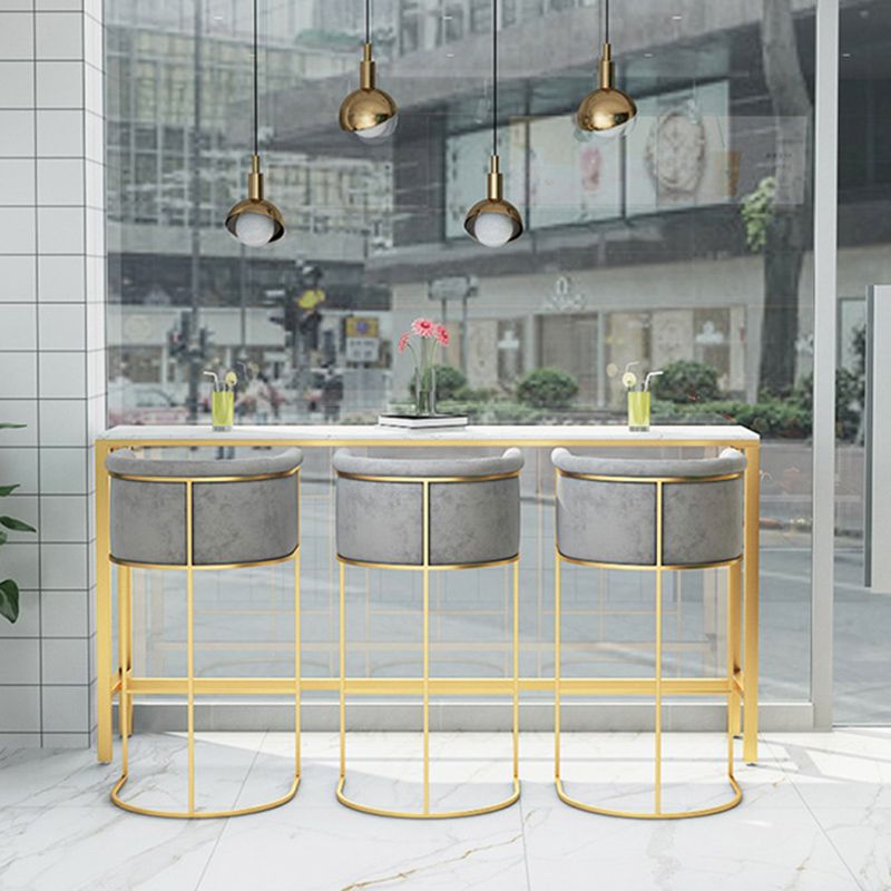 Glam Rectangle Bar Counter Table Faux Marble Bar Counter Table with Metal Legs