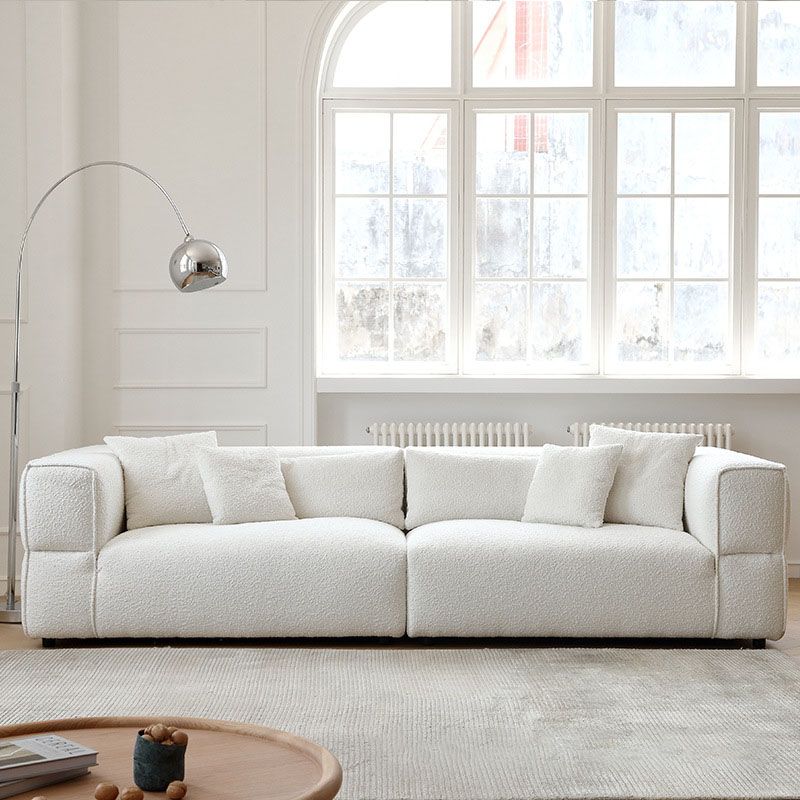 Modernism Sewn Pillow Back Sofa Tuxedo Arm Sofa with 4 Pillows