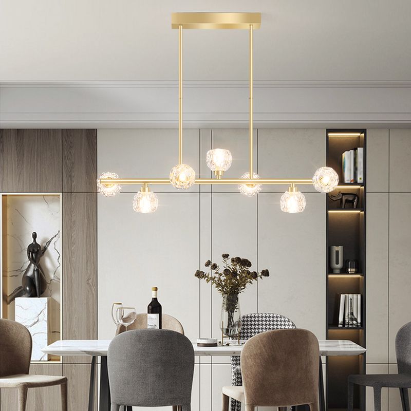 Modern Kitchen Pendant Lights Spherical Glass 7-Light Island Pendant Lights