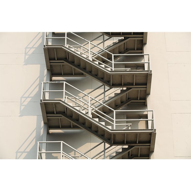 Whole Zigzag Stairs Mural Decal White Non-Woven Wall Covering, Stain-Proof, Personalized