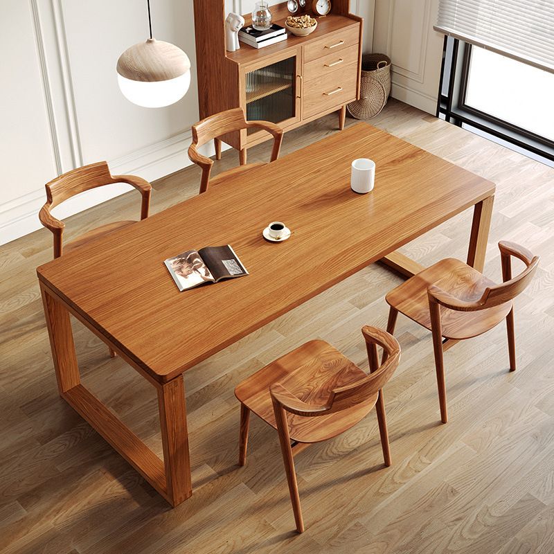 Modern Dining Table with Sled Base Rectangle Pine Solid Wood Table