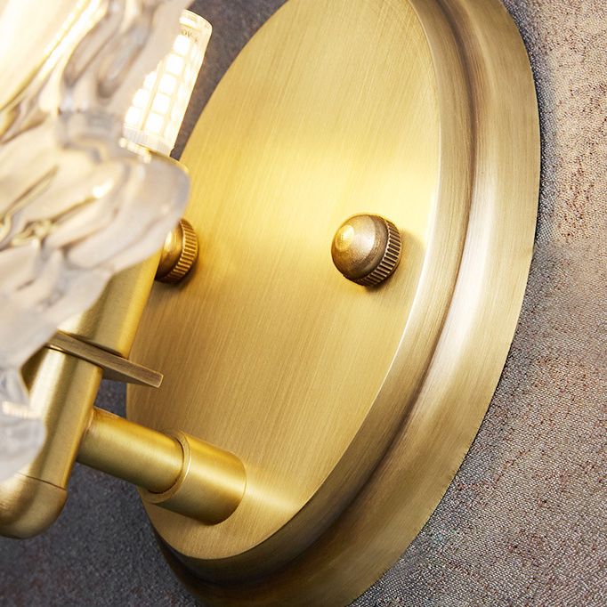 Individual Maple Leaves Wall Sconce Brass Siding Wall Light Sconce in Glass Shade