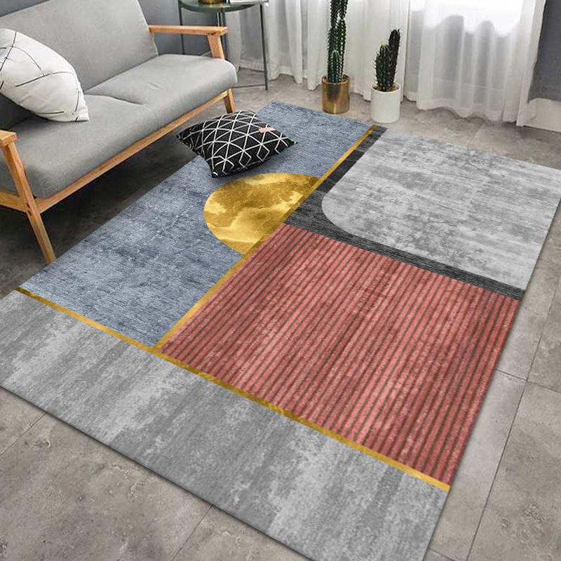 Blue Modern Rug Polyester Color Lump Indoor Rug Washable Area Rug for Living Room