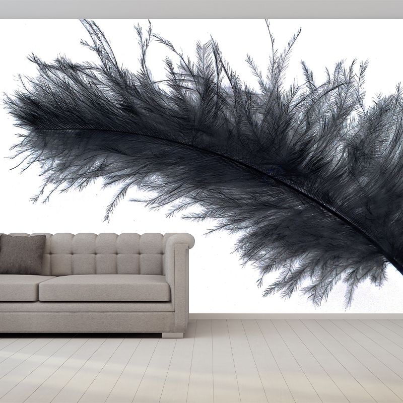 Fluffy Feathers Wall Mural for Dining Room, Personalized Size Available