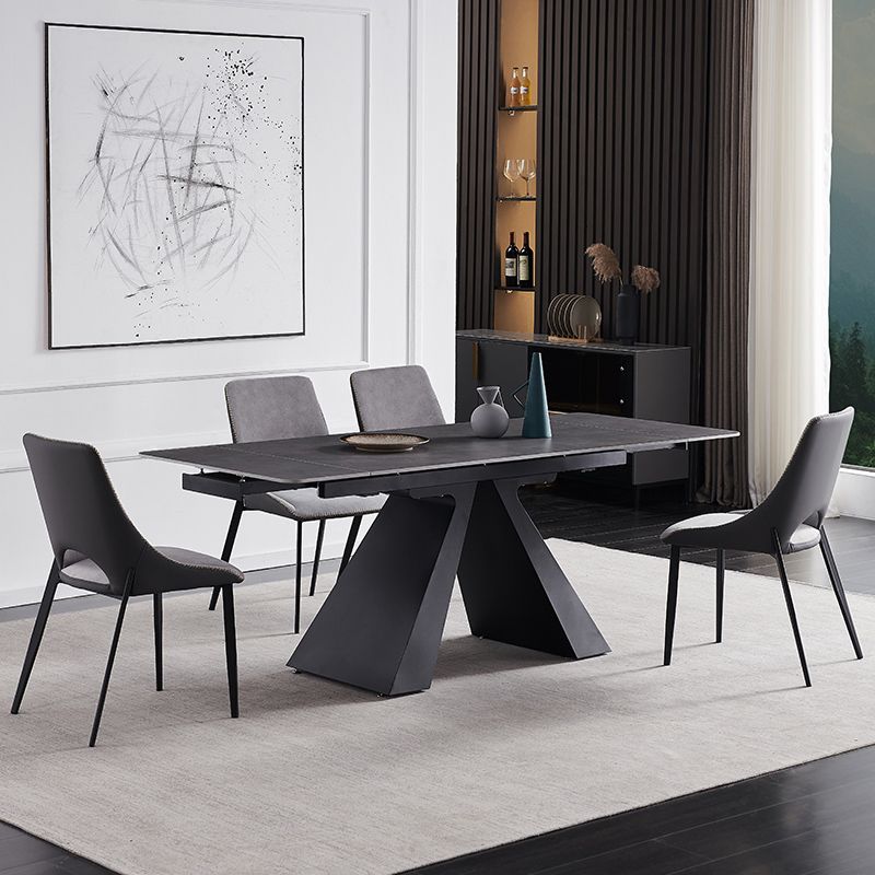 Modern Scalable Dinette Set 1/4/5/7 Pieces Grey Sintered Stone Top Dining Table Set