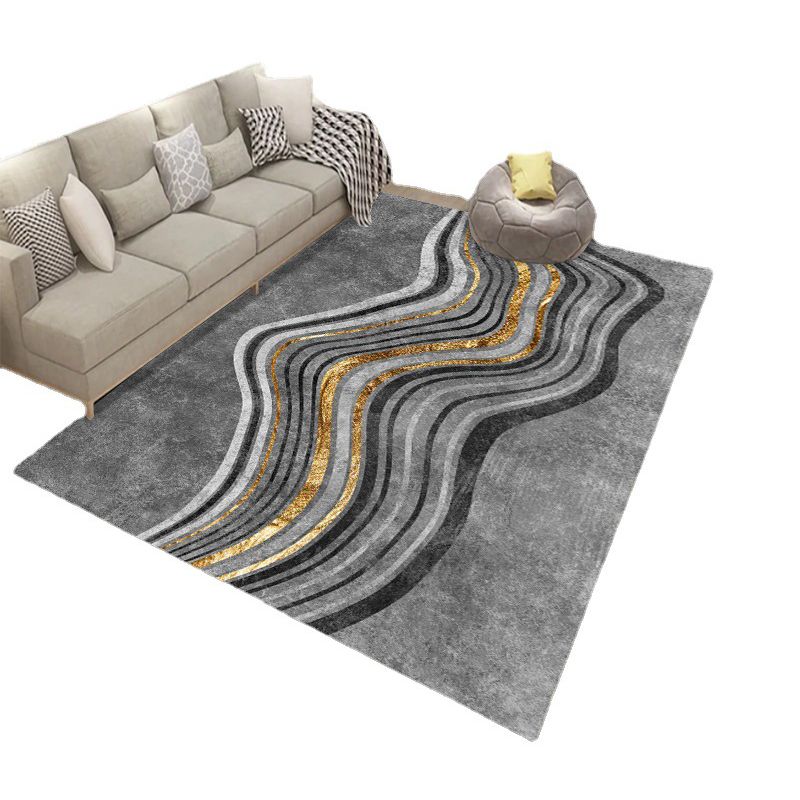 Ink Abstract Carpet Polyester Rug Stain Resistant Non-Slip Backing Rug for Living Room