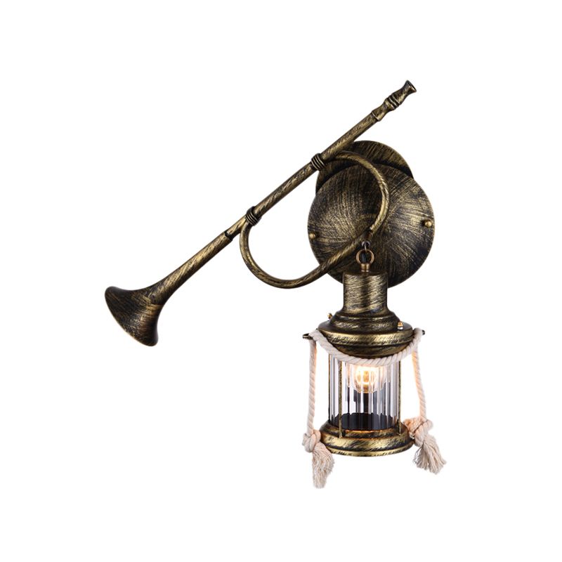 Eine Glühmandlicht mit Laternenschatten klar gerippte Glasküstenschlafzimmerleuchten mit Trompete