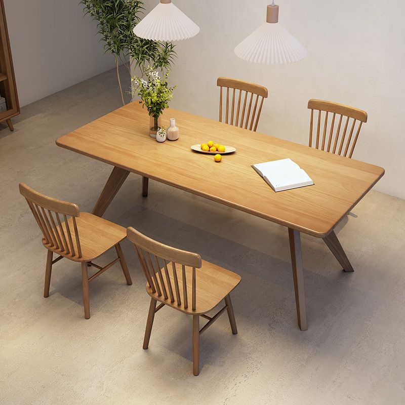 Industrial Style Dinette Table Solid Wood Rectangle Dinner Table in Brown