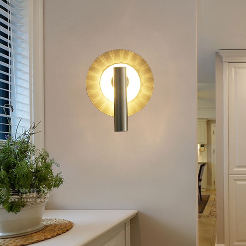 Gold Cylinder Wall Mount Light Fixture Simple Metal 1 Head LED Foyer Wall Sconce Lighting