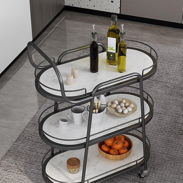 Home Dining Metal Prep Table with Shelves Rolling Prep Table