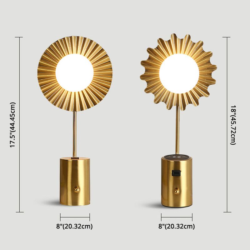 Gold Finish Ball Shade Table Lamp Modern 1-Light White Glass Nightstand Light