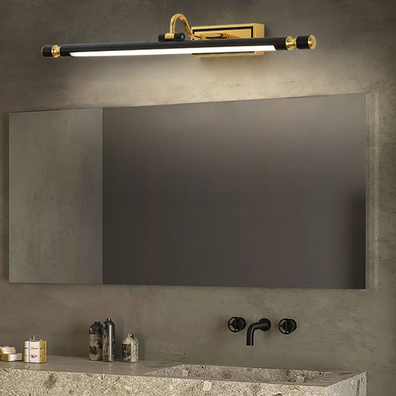 Linear Shade 1-Light Wall Sconce Modern Simple Style Mirror Wall Lighting in Black