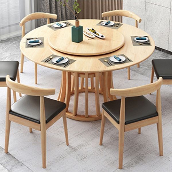 Rubberwood Solid Wood Table Round Dining Table for Kitchen Table